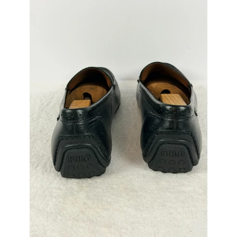 Polo Ralph Lauren Redden Men's Black Leather Driving Loafers Moc Toe 9.5D